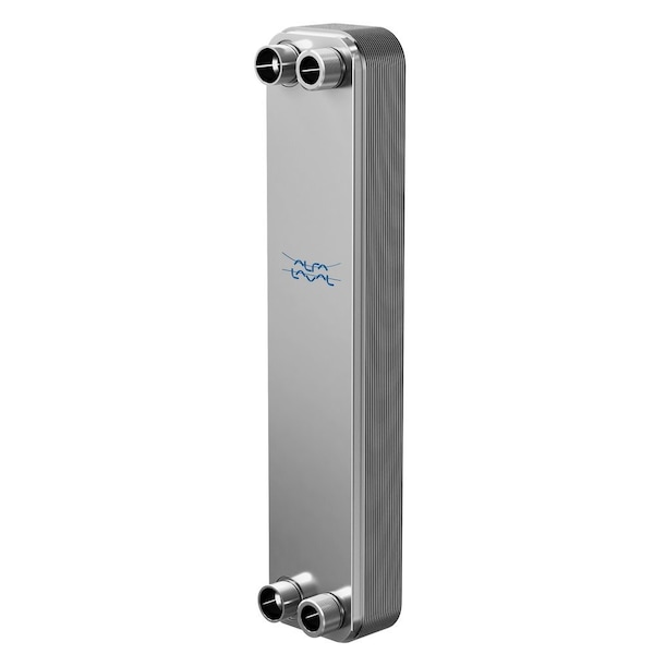 100 Stainless Steel Plate Heat Exchanger, AISI 316L, 40 Plates, Single Circuit, 1 Thread Port